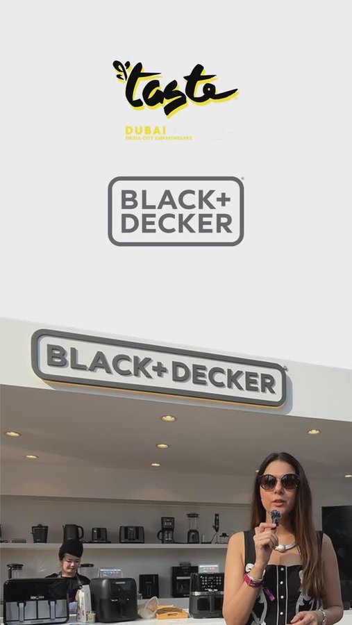 Instagram post by @jyotidave for BLACK+DECKER. Caption reads: BLACK+DECKER bringing the heat at @tasteofdubai !....