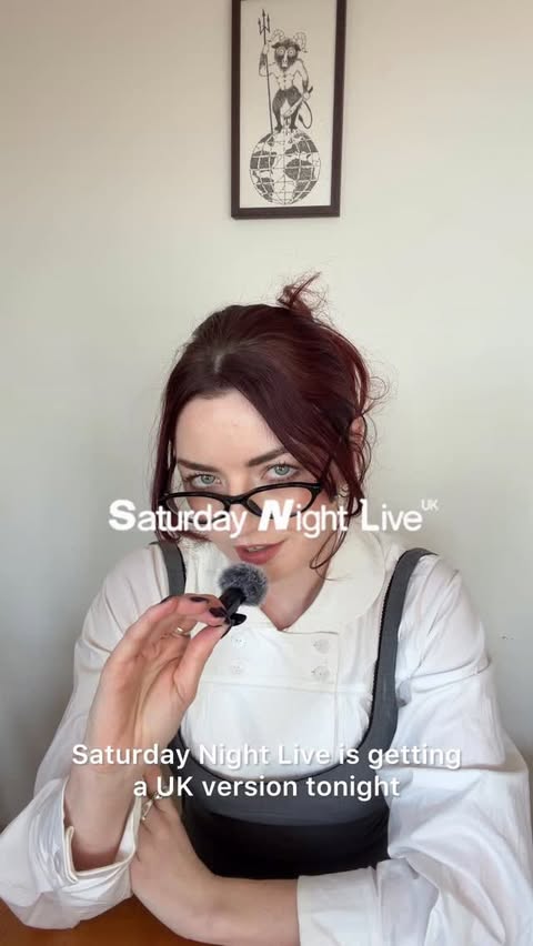 Instagram post by @hannahlouisef for Sky TV. Caption reads: ad / SNL UK kicks off TONIGHT at 10pm on @skytv....