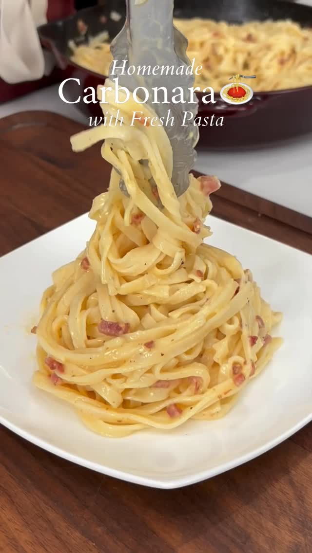 Instagram post by @thesaltycooker for Taste Republic. Caption reads: Carbonara. So many of you asked for my carbonara....
