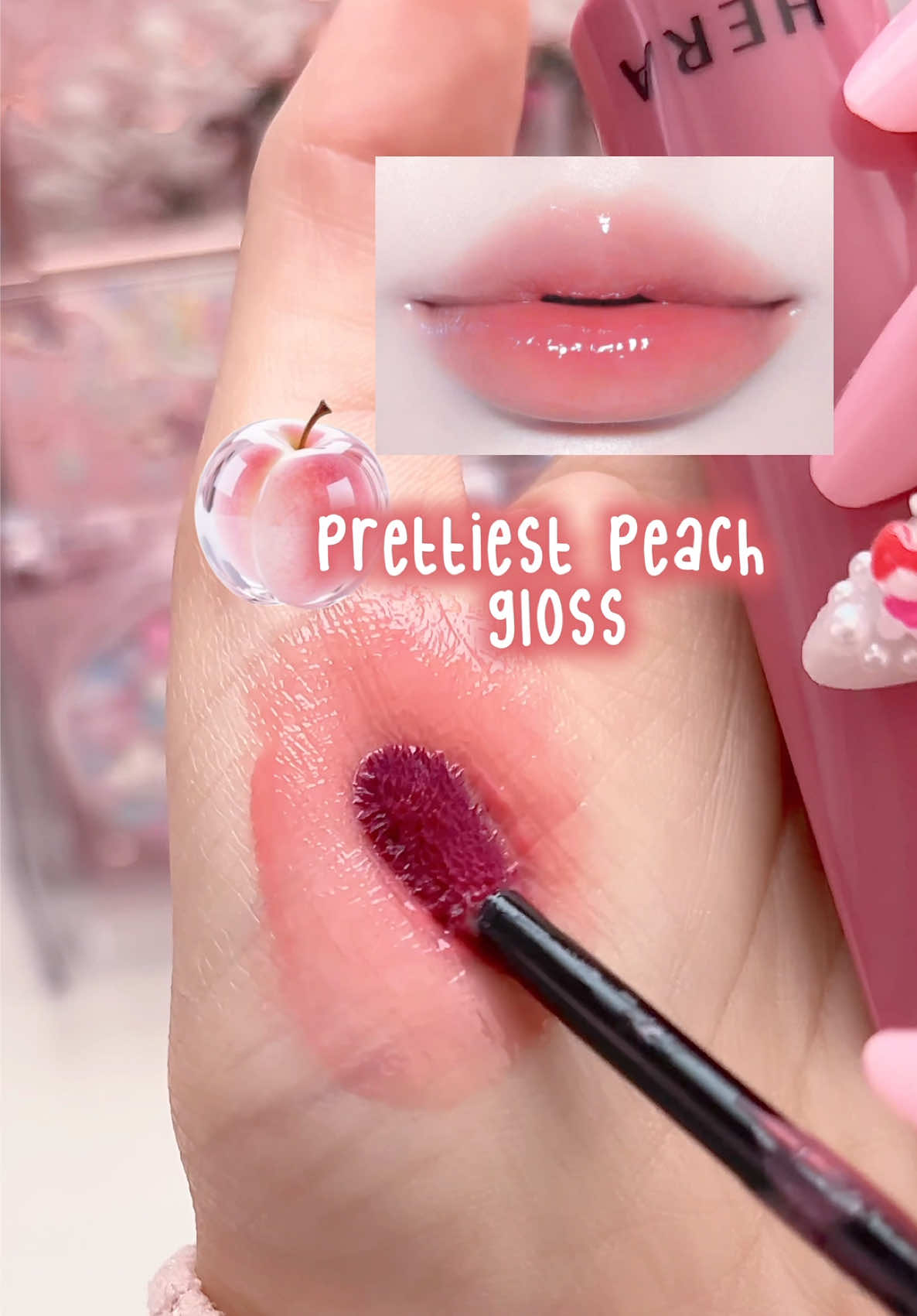 TikTok post by @dear_diarlee for HERA KR. Caption reads: [...] shine lip serum in shade 220 sundaze @HERA....