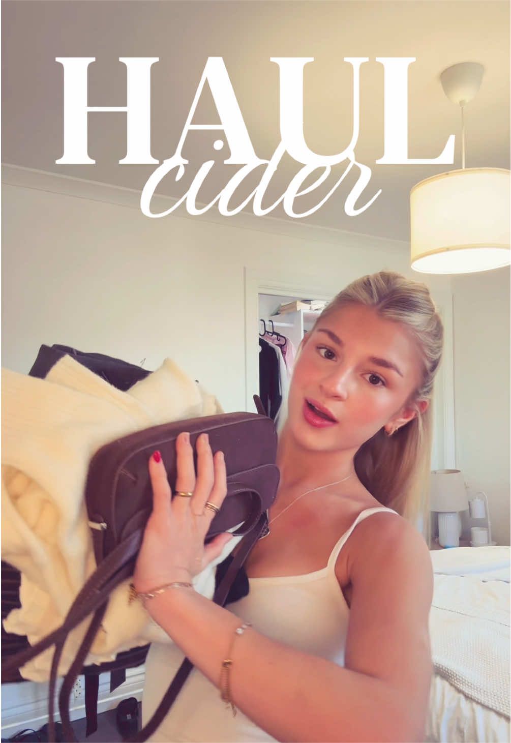 TikTok post by @amelyacotee for Cider. Caption reads: haul ciderrrr !!!💫 @Cider #ciderad #haulqc [...].