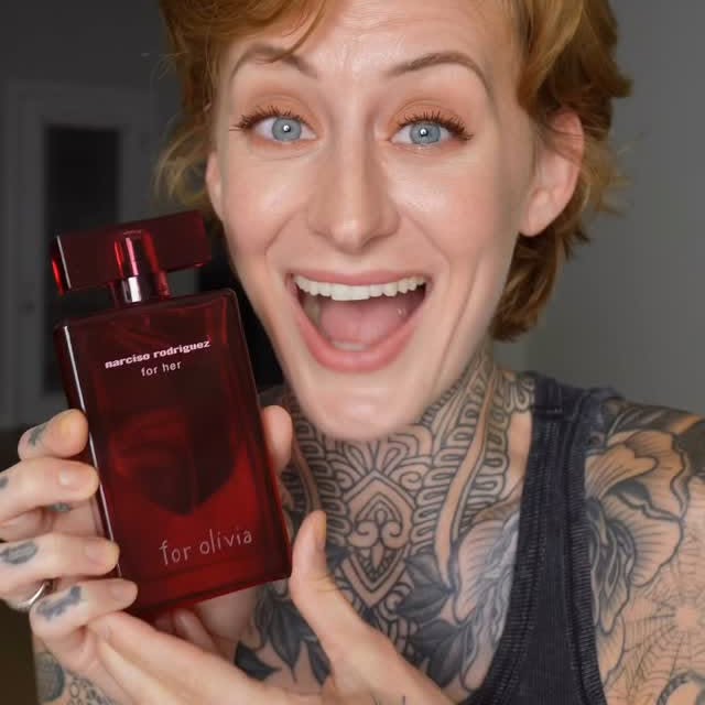 Instagram post by @oliviaolfactory for narciso rodriguez. Caption reads: My very first @narciso_rodriguez perfume 🥹.