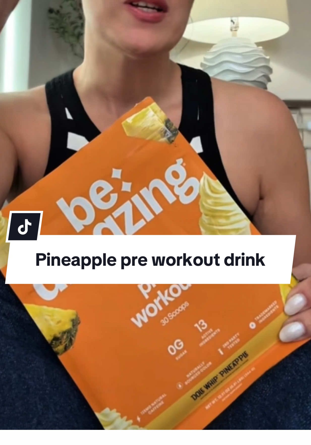 TikTok post by @lacarmeny for You Can Beam. Caption reads: @Be Amazing #preworkout #tiktokshop....