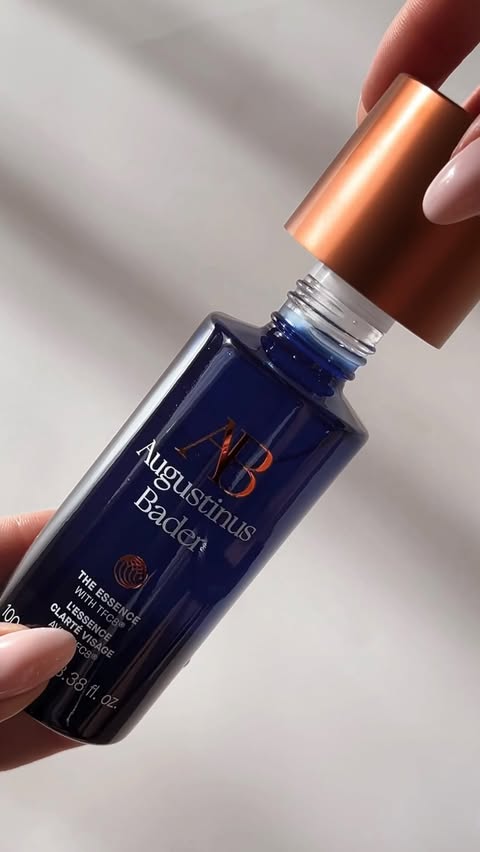 Instagram post by @shes_lj_ for Augustinus Bader. Caption reads: [...] hard for a skincare product, but....
