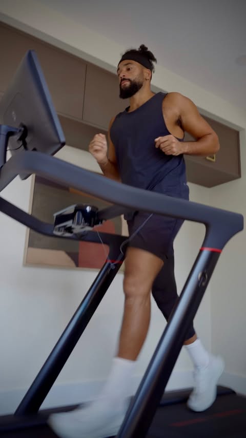 Instagram post by @jedtavernier for Peloton. Caption reads: [...] you soon, Vancouver! 🏔️🏃🏾💨 @onepeloton....