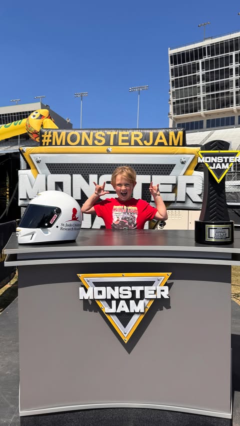Instagram post by @verbalgold for Monster Jam. Caption reads: [...] love. 🥹 We took Colton’s bestie to....
