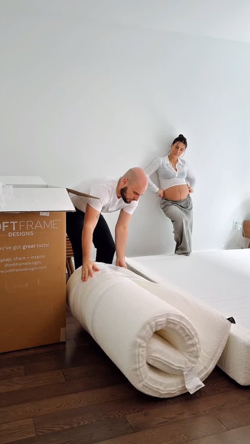 Instagram post by @gokces for Softframe Designs. Caption reads: The coziest upgrade ever 🤍 @softframedesigns....