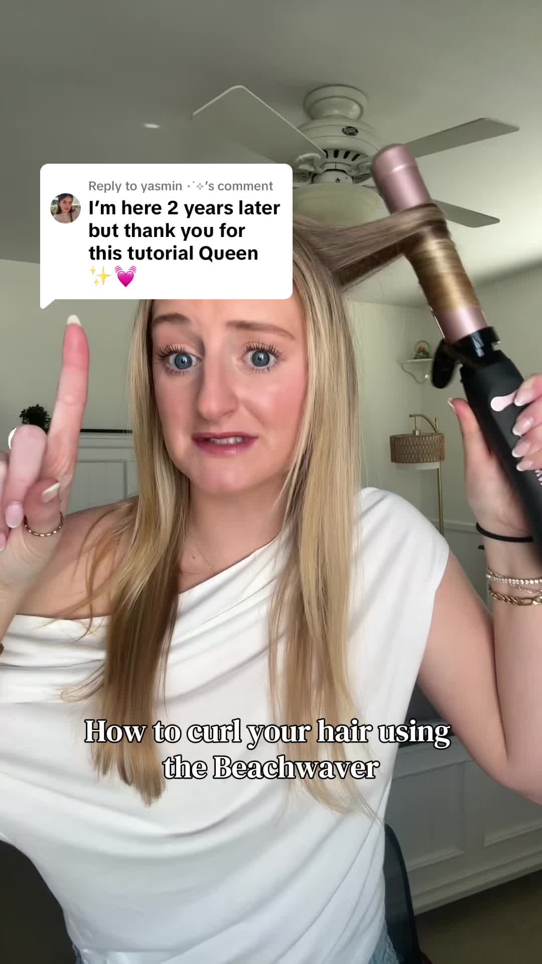 TikTok post by @devinris for Beachwaver. Caption reads: [...] curls everytime! @TheBeachwaver....