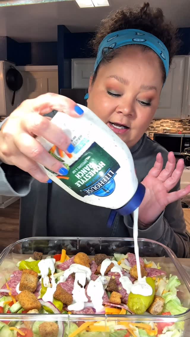 Instagram post by @ashlovescondiments for Litehouse Foods. Caption reads: 🎉Ranch party in the fridge is going down!....