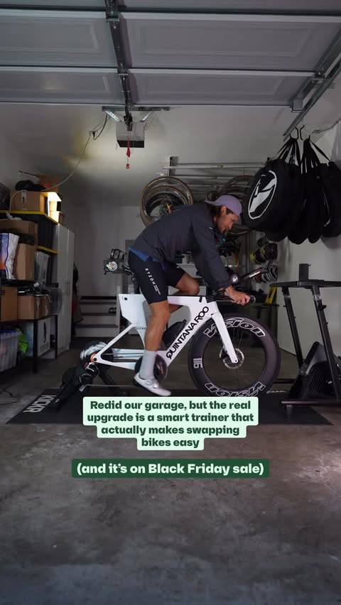 Instagram post by @freestyletri for Zwift. Caption reads: Our new favorite trainer in our garage :) No....