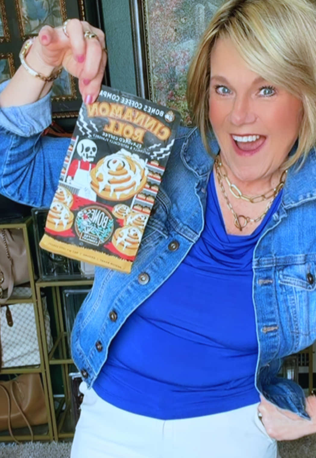 TikTok post by @tammyn55 for Bones Coffee Company. Caption reads: @Bones Coffee Company the Cinnamon Roll Flavored....