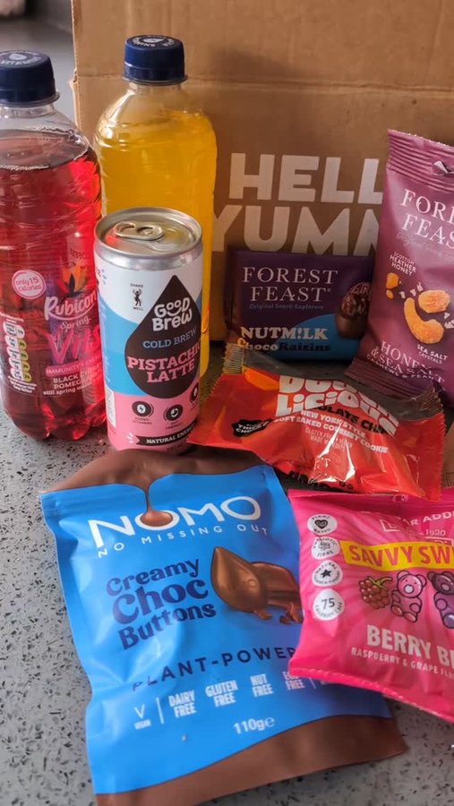 Instagram post by @that_wiltshiremama for Hello Yummy Box. Caption reads: (AD-GIFTED) April's @helloyummybox.uk has arrived....