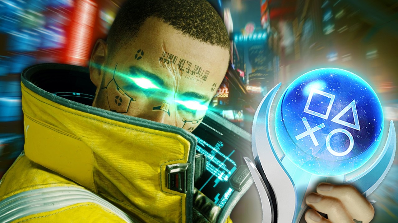 YouTube post by @Joelemz for Gamer Supps. Caption reads: Cyberpunk 2077's PLATINUM is BREATHTAKING.