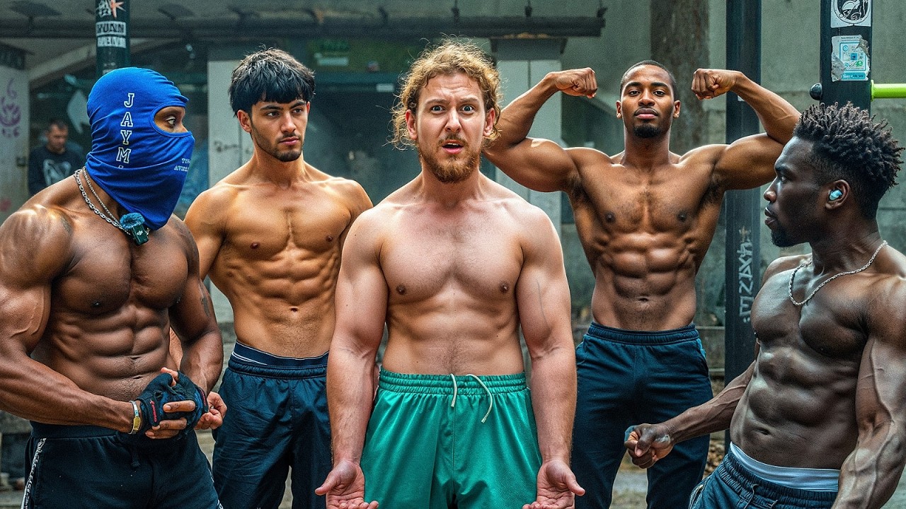 YouTube post by @ImTarzanGrizzly for Podia. Caption reads: SURVIVE the most DANGEROUS STREET WORKOUT...