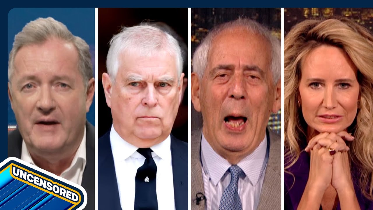 YouTube post by @PiersMorganUncensored for OneSkin. Caption reads: “Professional CON MAN” Prince Andrew Epstein Leaks....