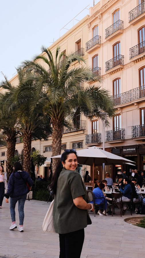 Instagram post by @nidsshukla for Air Transat. Caption reads: Flying from Montreal to Valencia, Spain with....