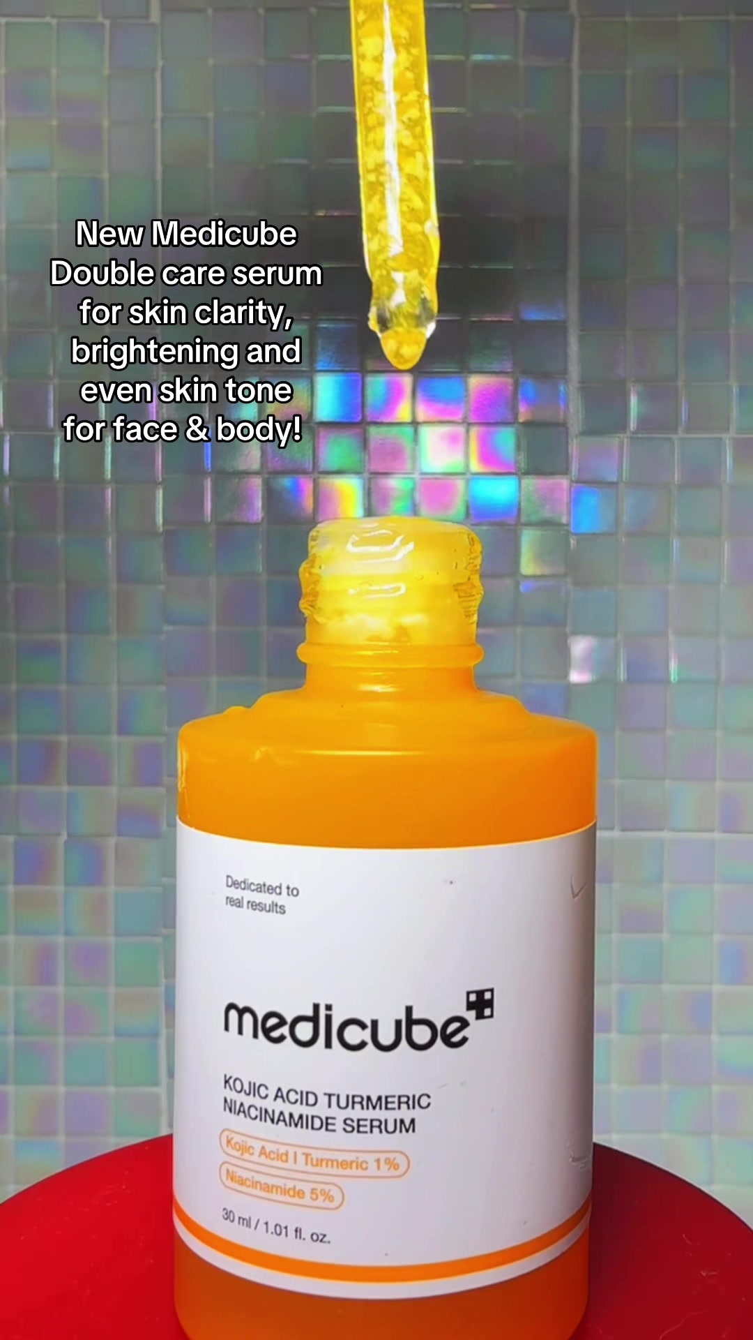 TikTok post by @thatlagirl_shop for Medicube. Caption reads: [...] out skin tone and texture #medicube....