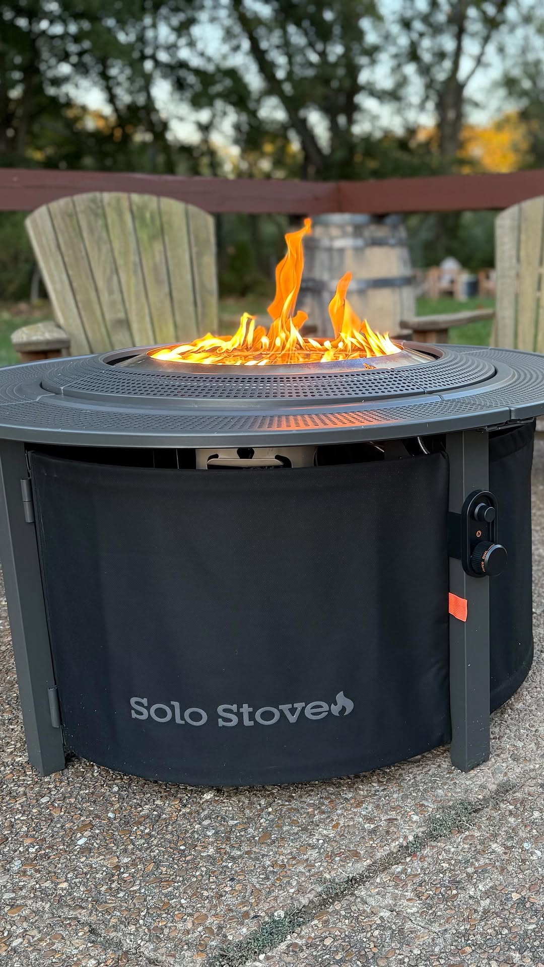 Instagram post by @thelawnreview for solostove. Caption reads: The new propane fire pit from @solostove is SICK!....