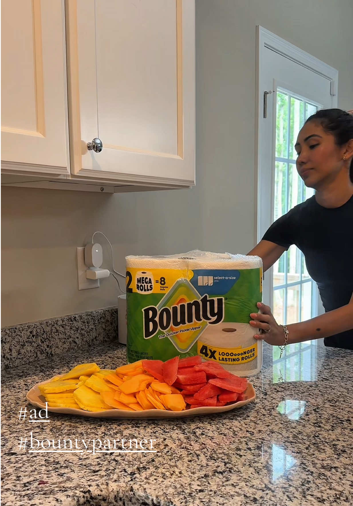 TikTok post by @arlyaspiration for Bounty. Caption reads: Cookout season essentials ☀️🍔 @Bounty Paper....