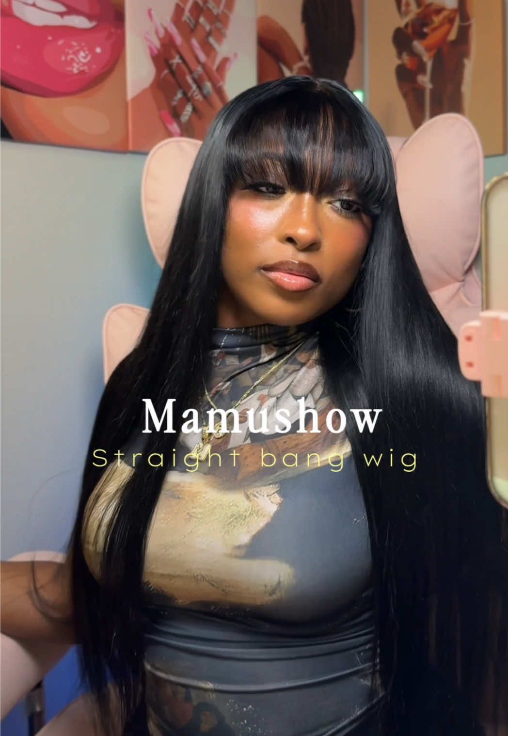 TikTok post by @prettymomo_ for Mamushow Hair. Caption reads: [...] if you want this exact wig 💁🏽‍♀️ @Mamushow....