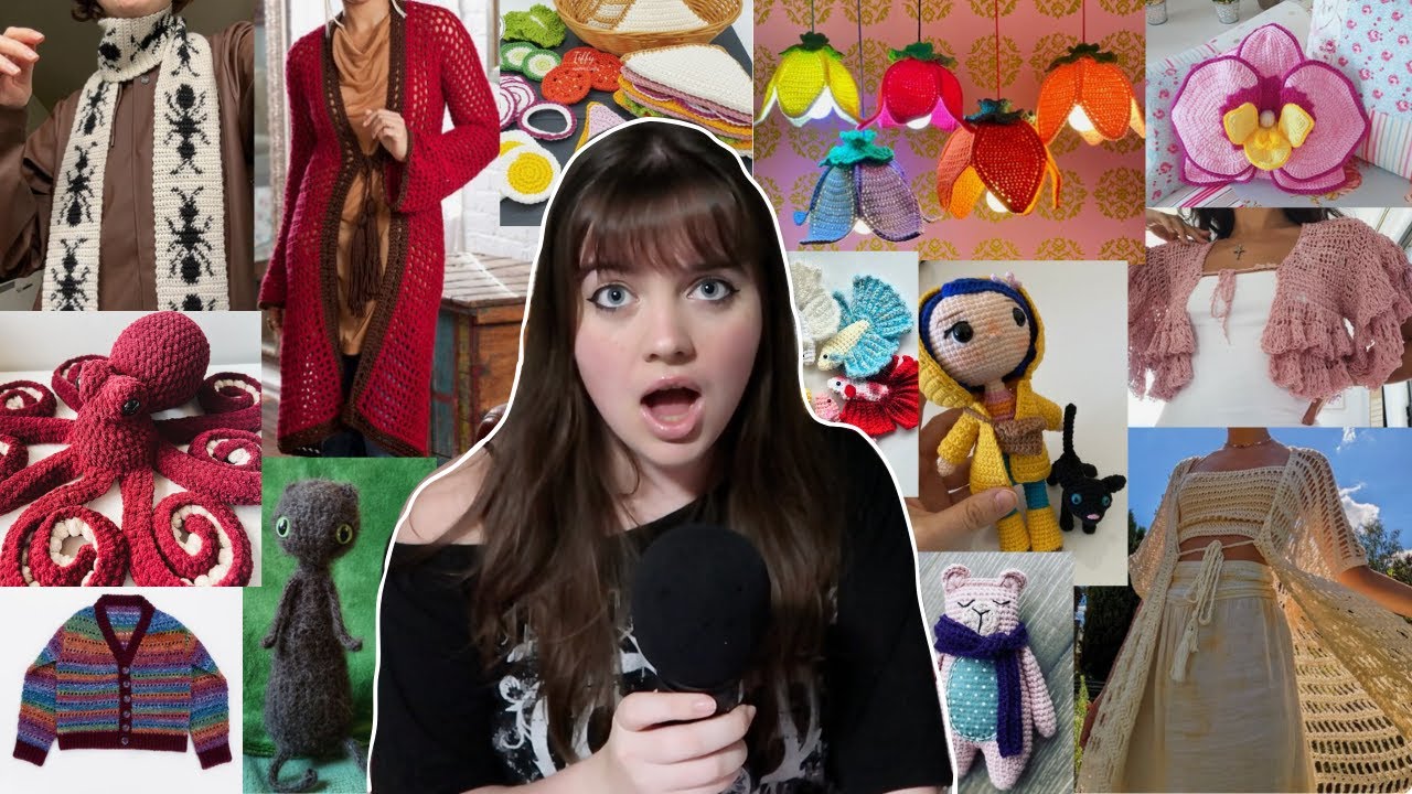 YouTube post by @omazingpaige for Yarnspirations. Caption reads: 50+ projects i want to crochet this year (with....