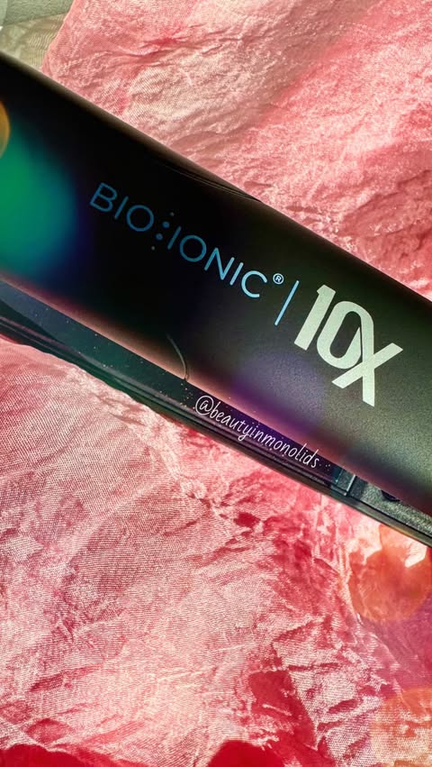 Instagram post by @beautyinmonolids for Bio Ionic. Caption reads: 💇🏻‍♀️ Influenster x BioIonic Hair Styler 1”....