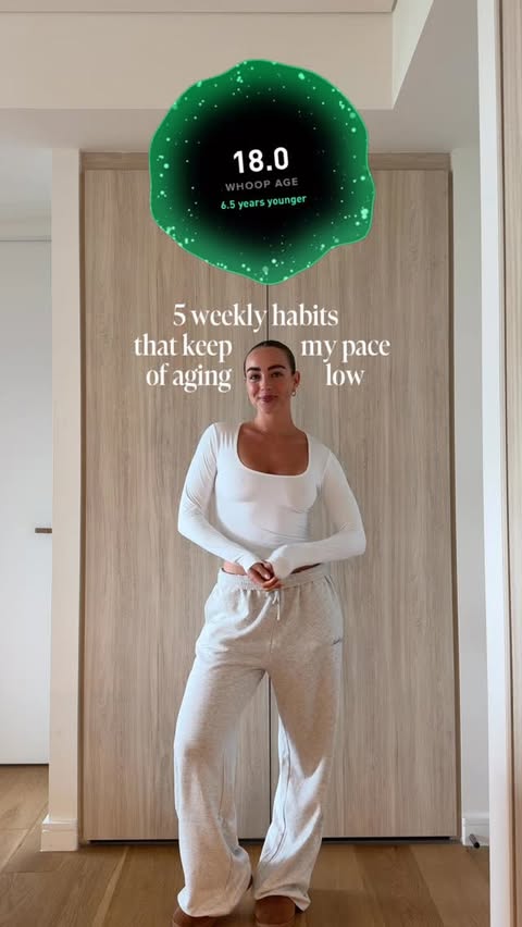 Instagram post by @caityviant for WHOOP. Caption reads: [...] 5 things I focus on to keep my WHOOP age low....