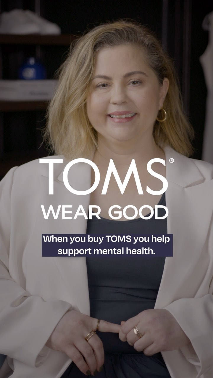 Instagram post by @mandyteefey for Toms. Caption reads: Growing up in an environment that did not foster....