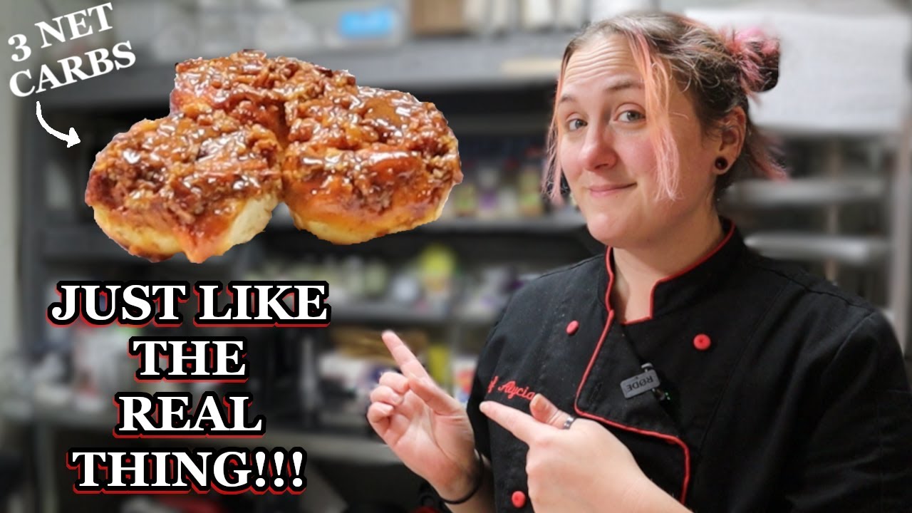 YouTube post by @KetoUpgrade for Perfect Keto. Caption reads: The Softest Keto Maple Pecan Sticky Buns!!.