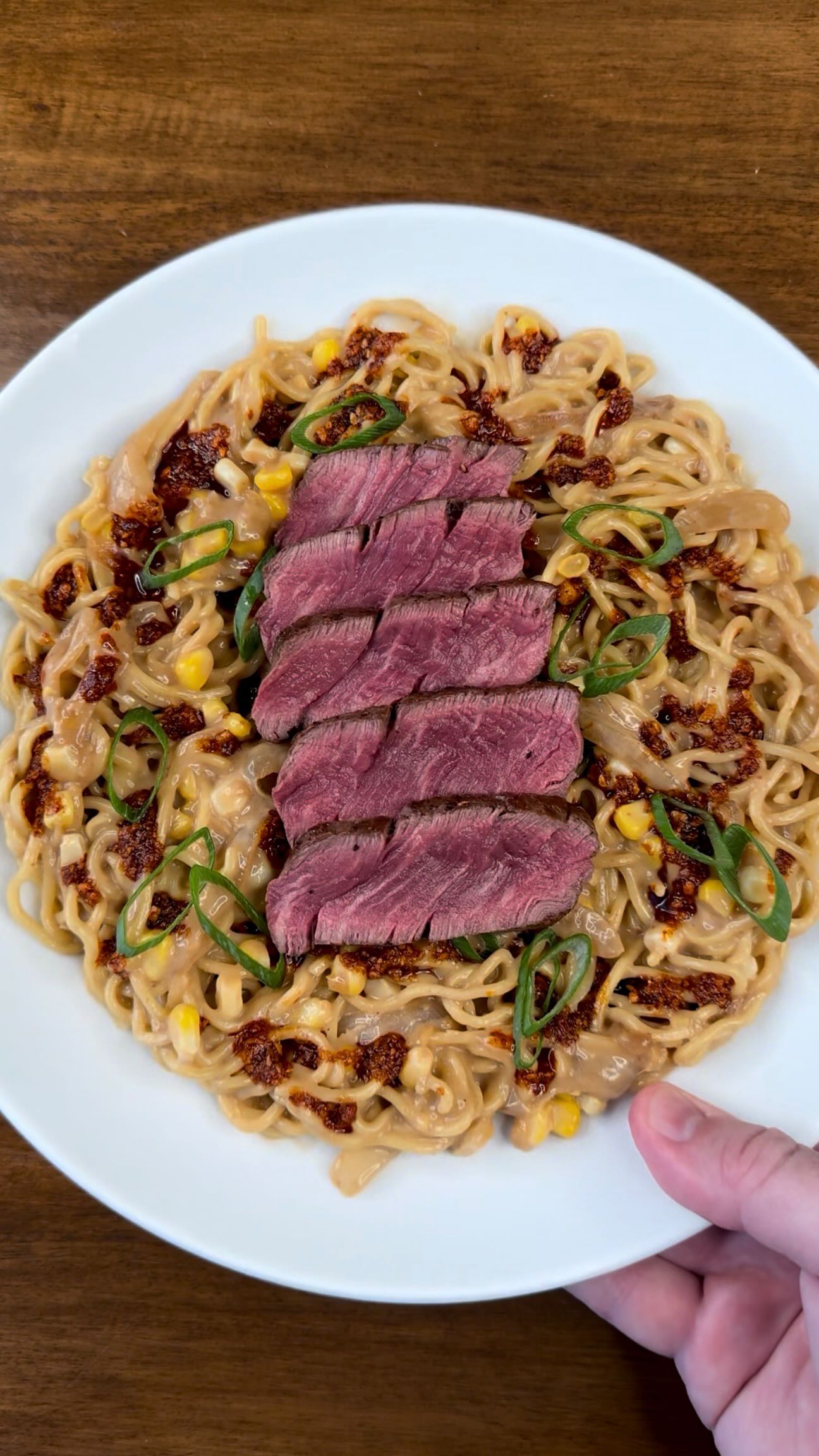 Instagram post by @chefalextrim for Hungryroot. Caption reads: Wagyu Beef & Peanut Noodles

Full recipe coming....