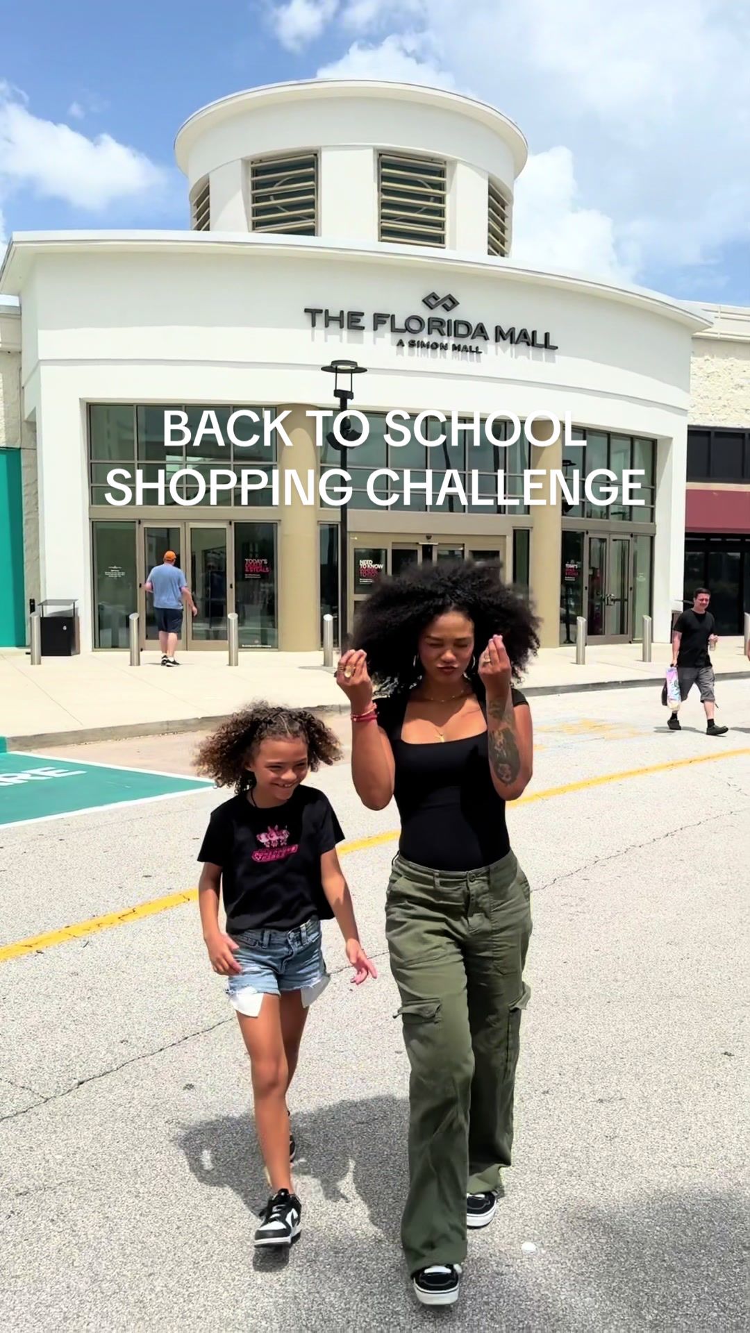 TikTok post by @motherhoodfairy for The Mall Luxury Outlets. Caption reads: #sponsored dressing my girl like me from when I....