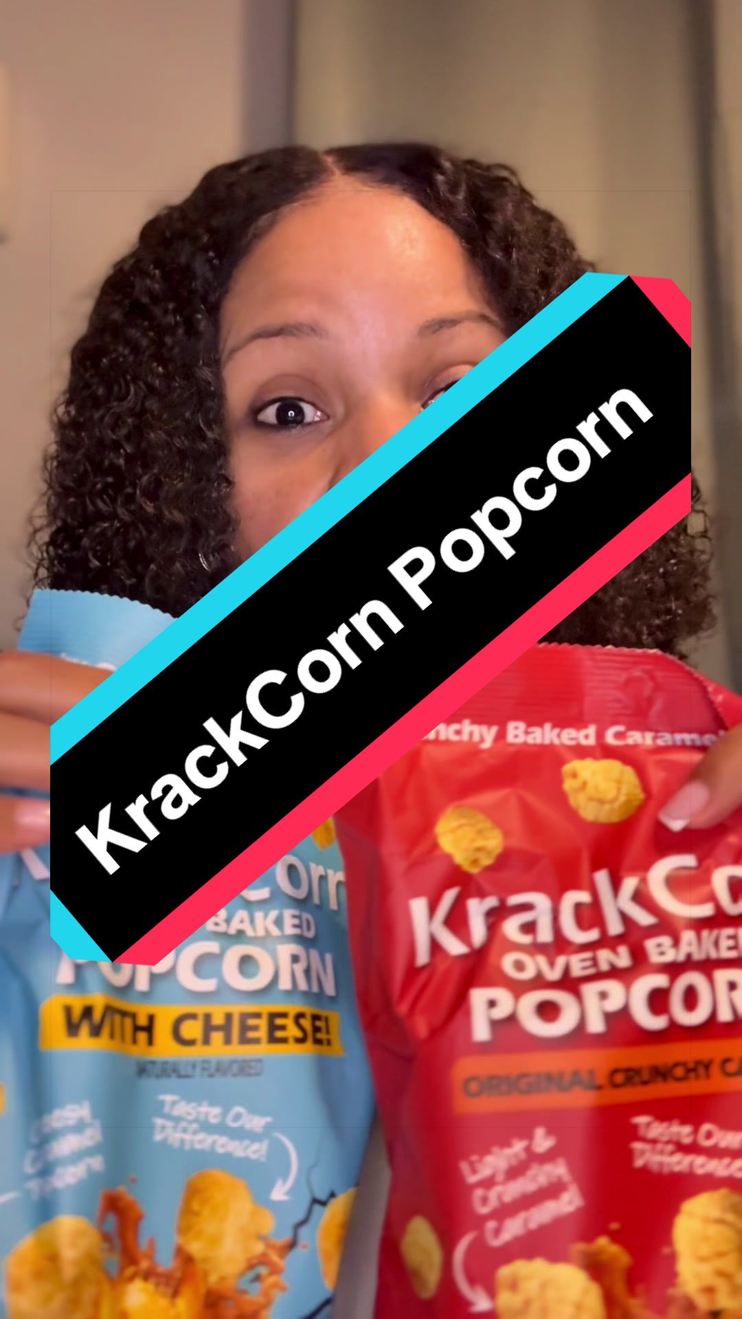 TikTok post by @dupeliaison for KrackCorn Popcorn. Caption reads: [...] #TikTokShopFinds#SummerWins @KrackCorn....