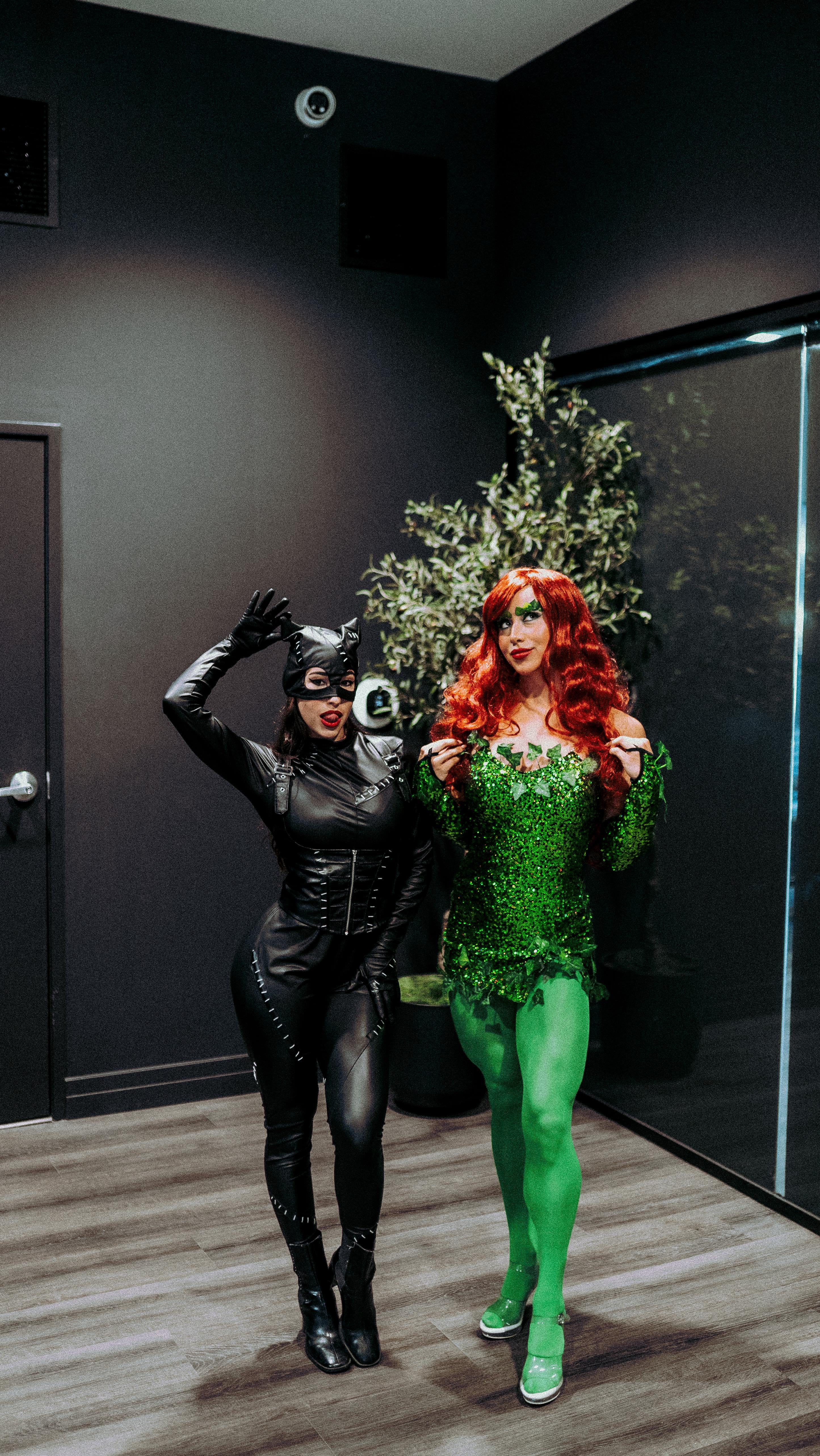 Instagram post by @pay10falash for Darc Sport. Caption reads: Poison Ivy & cat woman beef with Harley Quinn?....
