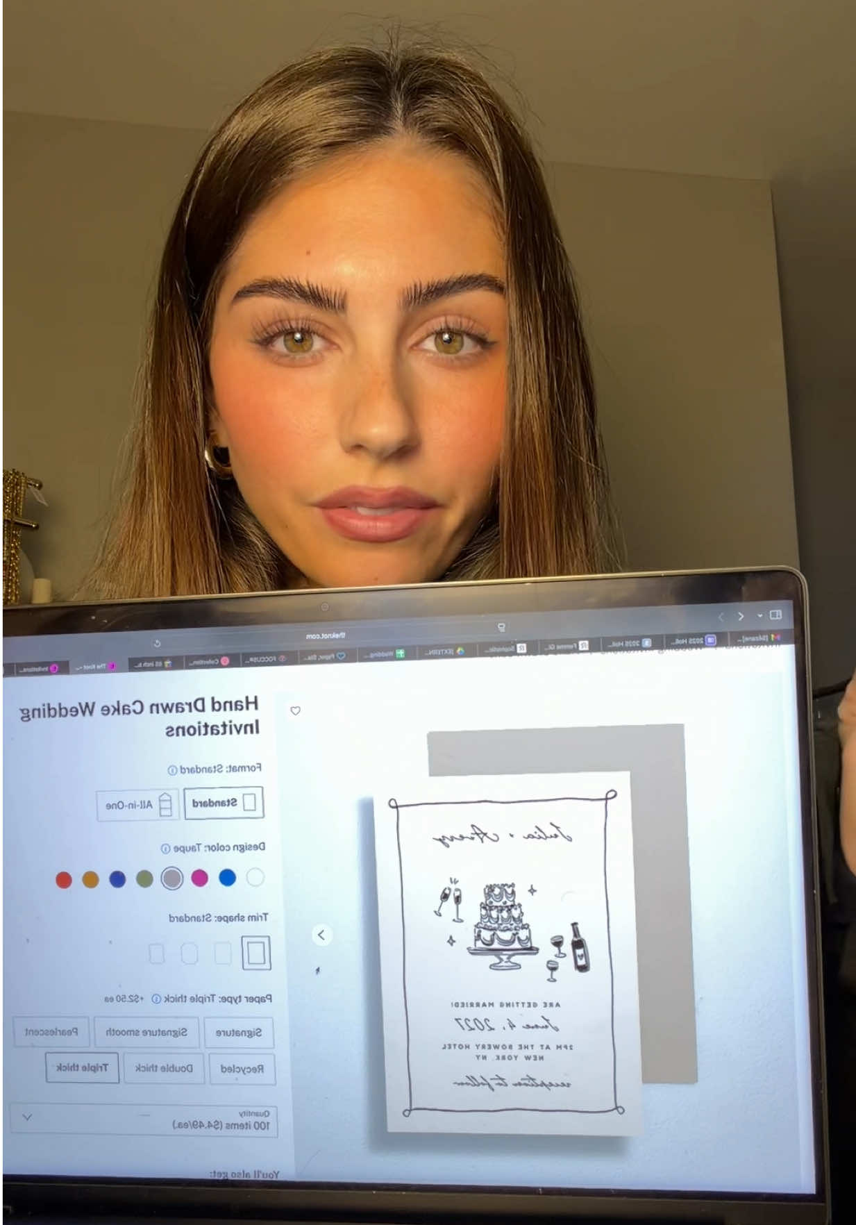 TikTok post by @oliviaboblet for The Knot. Caption reads: [...] out on this amazing wedding deal ✨ @The Knot....