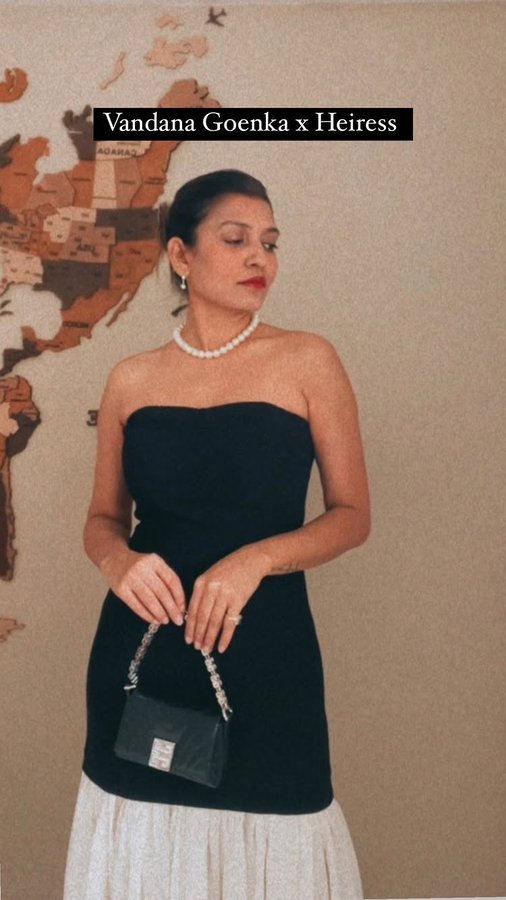 Instagram post by @vandanagoenkaofficial for Heiress Beverly Hills. Caption reads: Vandana Goenka X Heiress 

“Steal the spotlight....