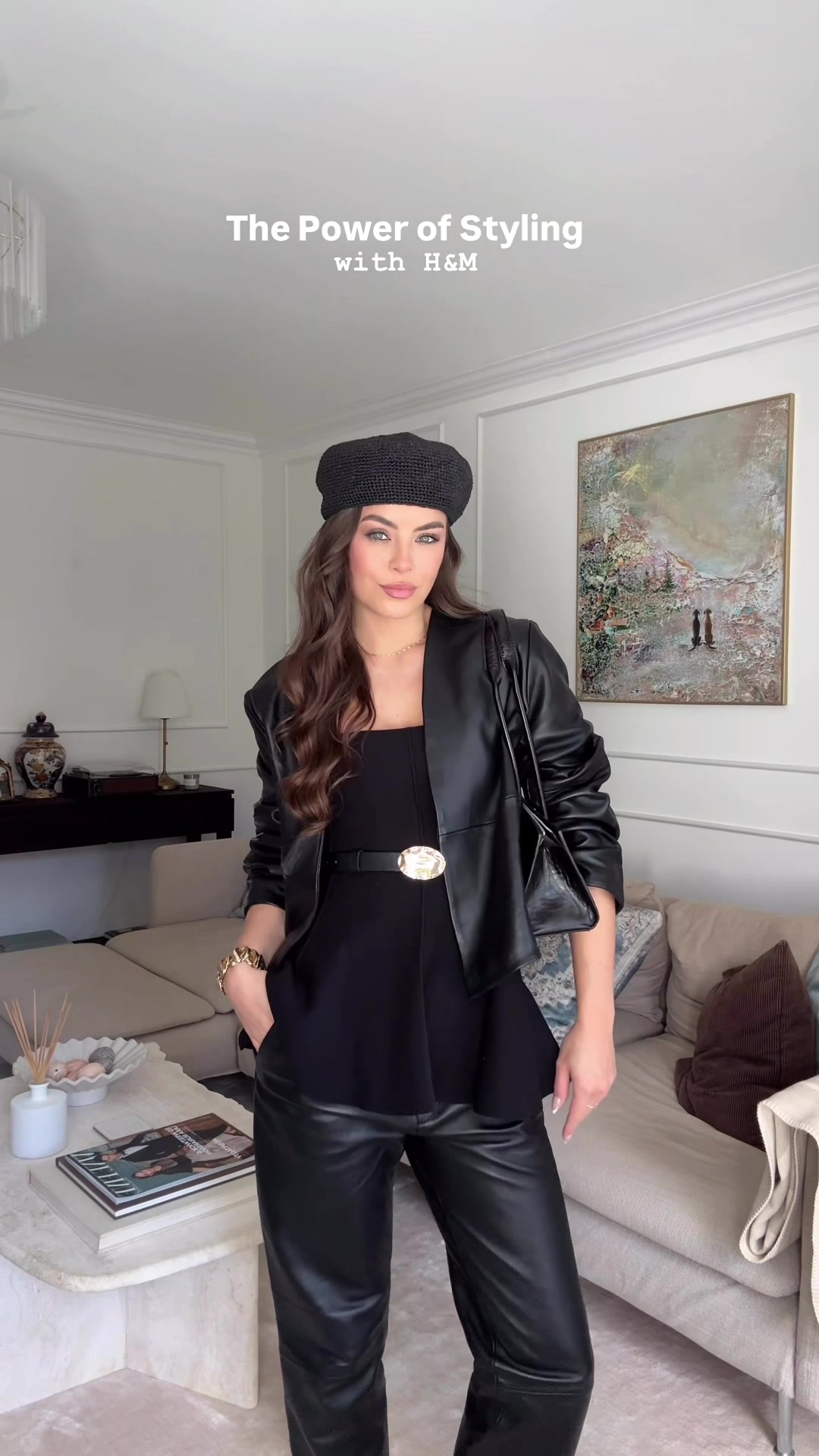 TikTok post by @lararunarsson for H&M. Caption reads: Rate the fit ✨ The Power of styling with @H&M....