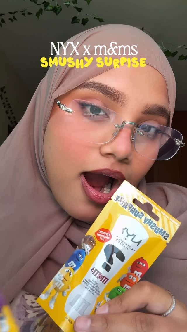 Instagram post by @saimahhsk for M&M’S. Caption reads: Coolest Collab?! @nyxcosmetics_arabia X....