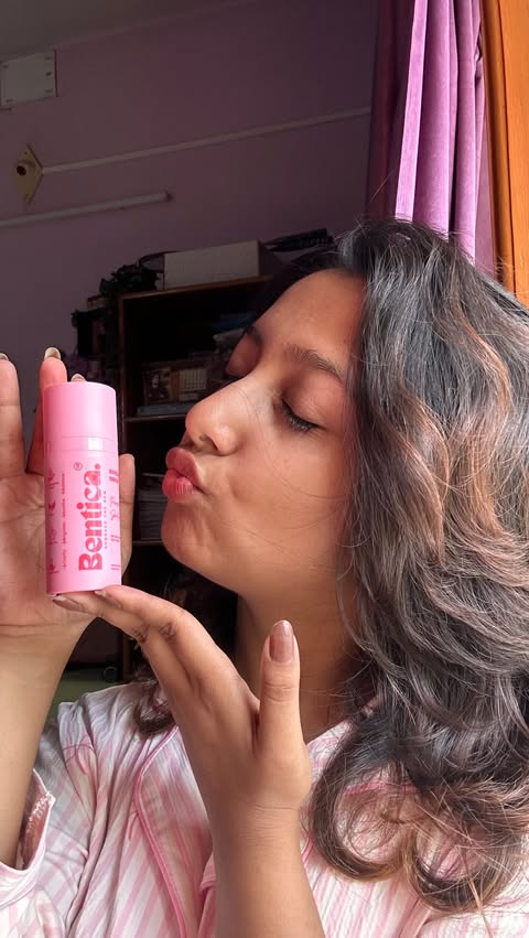 Instagram post by @oyindrila_sarkar for Bentica Skincare. Caption reads: [...] Bentica Roselight Serum 🌹 #bentica....