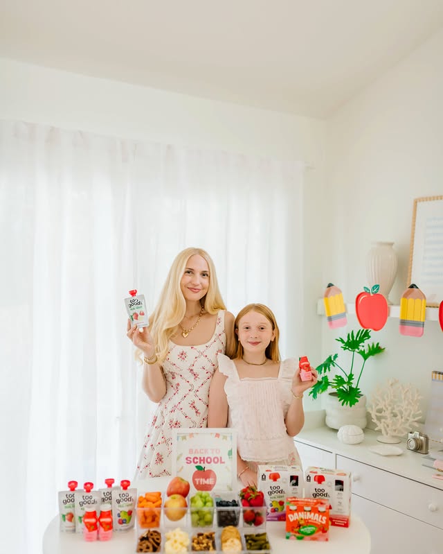 Instagram post by @celeste_wright for SoFabMedia. Caption reads: #Ad Back to school mornings can feel like a race....