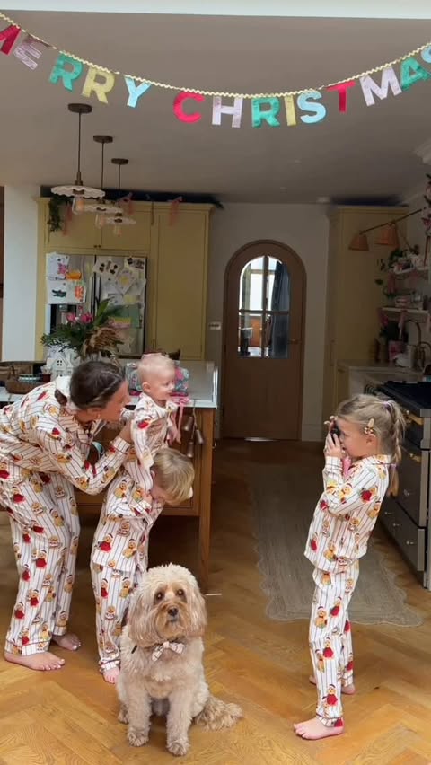 Instagram post by @claireakennedy for Chelsea Peers. Caption reads: [...] of chaos - matching pyjamas from....