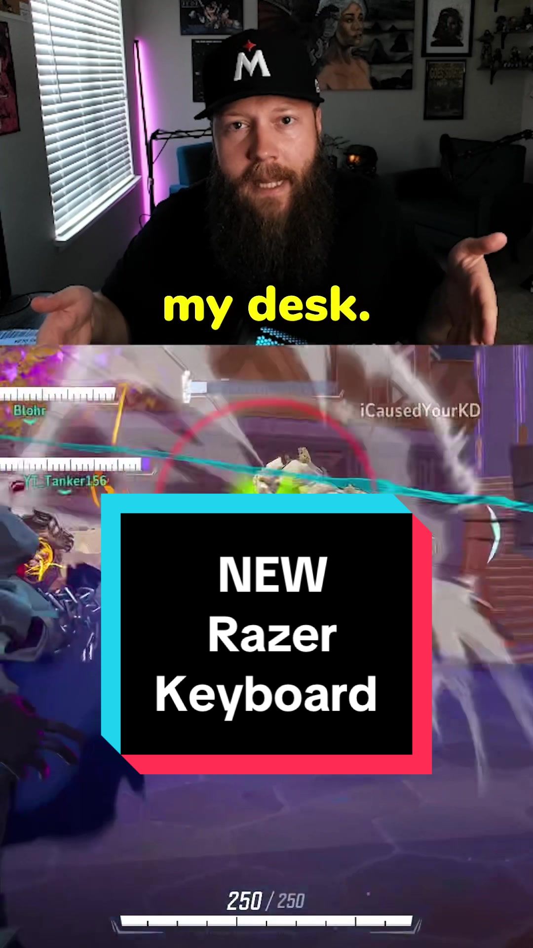 TikTok post by @tygames_ for Razer. Caption reads: @Razer doing their best to help me out!....