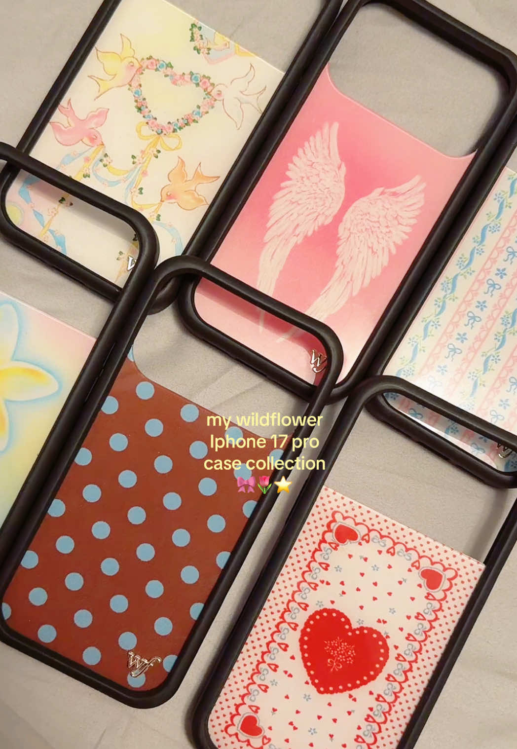 TikTok post by @uluvaves for Wildflower Cases. Caption reads: @Wildflower Cases my wildflower iphone 17 [...].