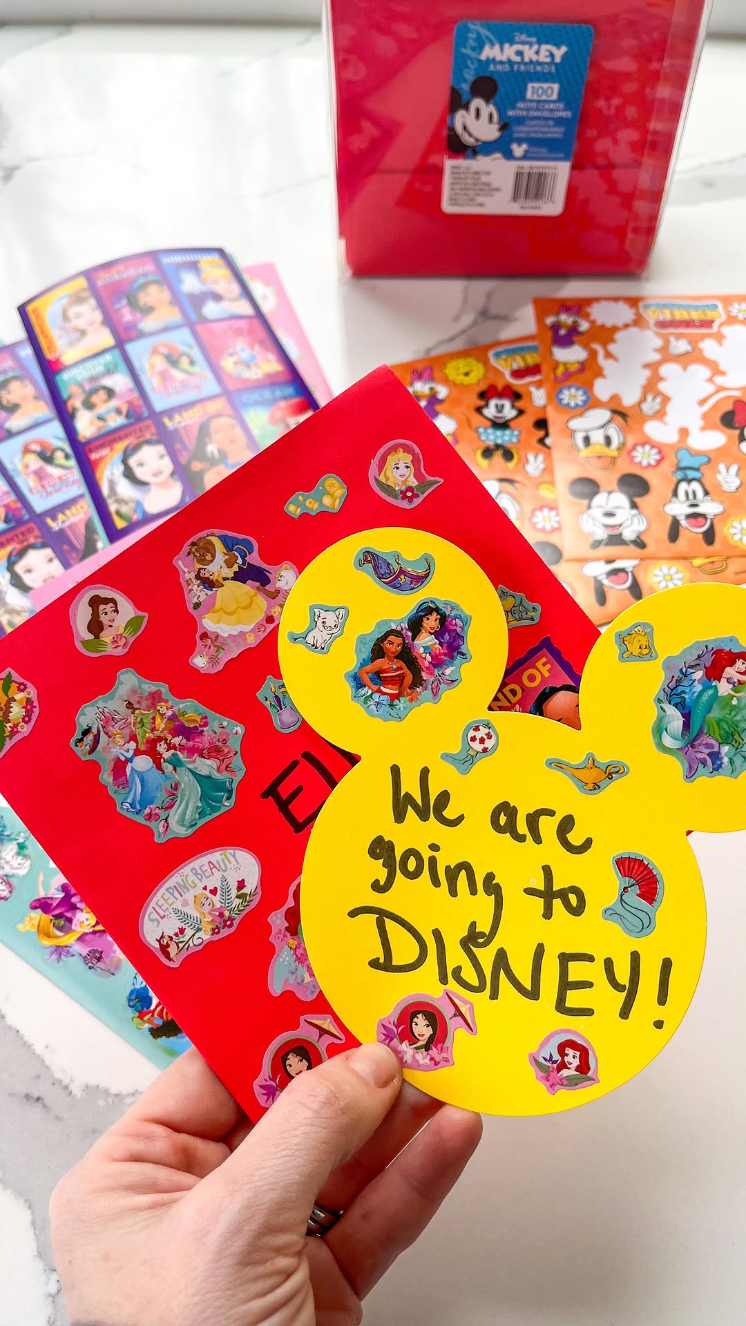 Instagram post by @thecurlyqmom for American Greetings. Caption reads: #ad | Extra magic for Ella and Wesley’s Disney....