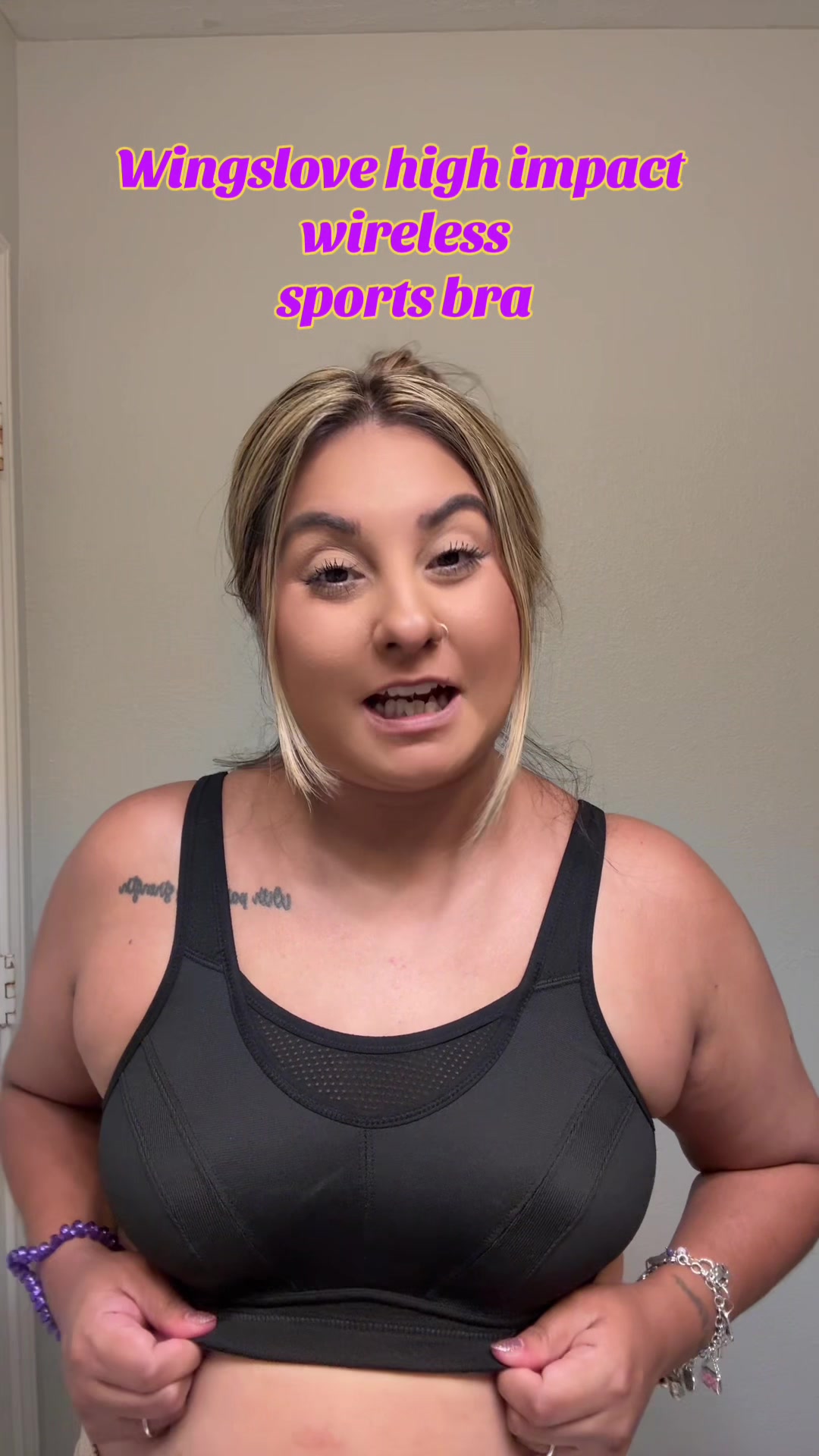 TikTok post by @laligee3 for WingsLove. Caption reads: Wingslove sports bra ! For my girlies that like....