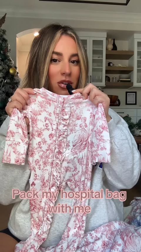 Instagram post by @huntforstyles for Bobbie. Caption reads: Pack my hospital bag 🔗 Comment BABY below to....