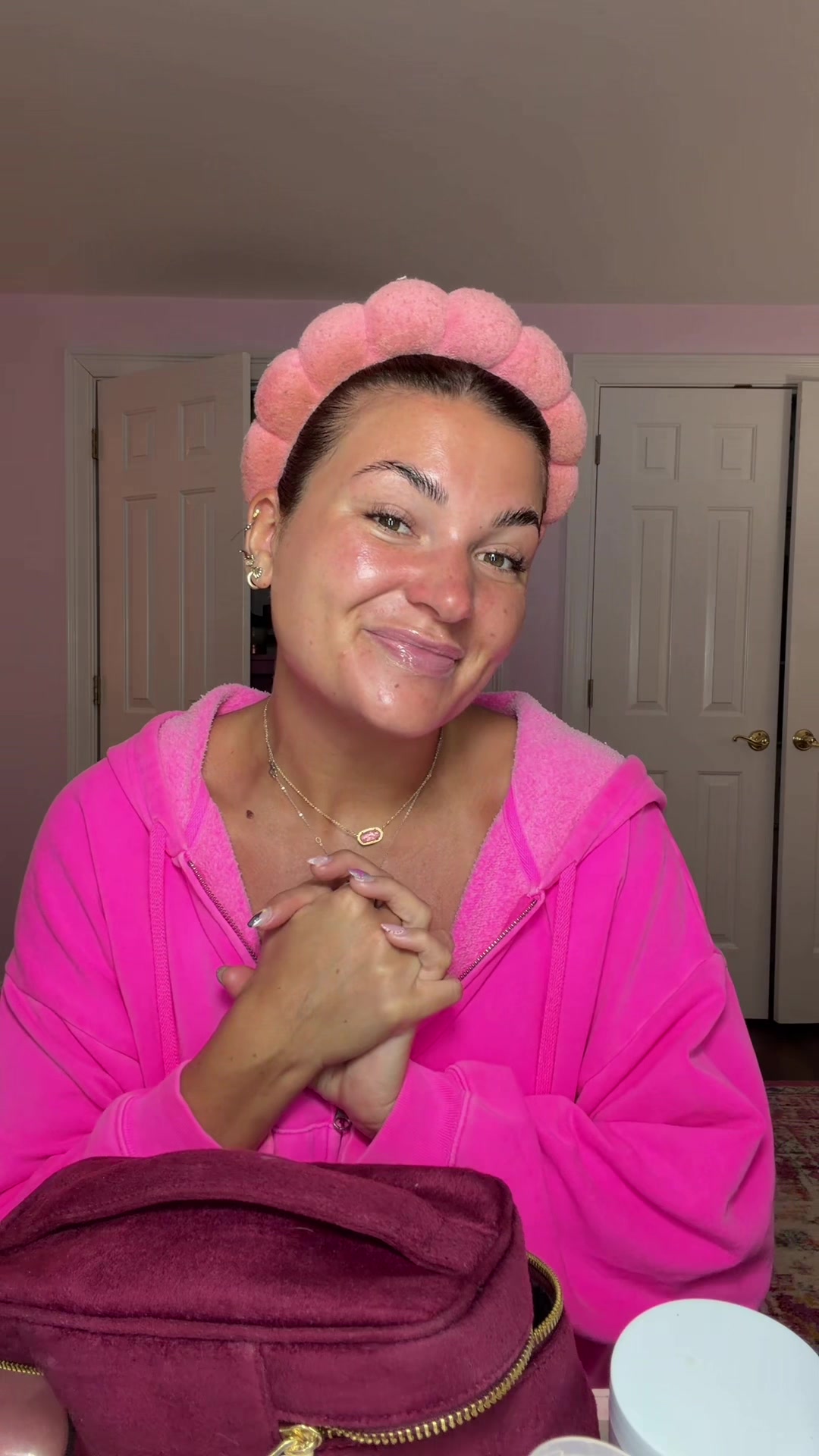 TikTok post by @makeupmaddie for Prequel Skin. Caption reads: Let’s do some nighttime skincare 🩷😴 #skincare....