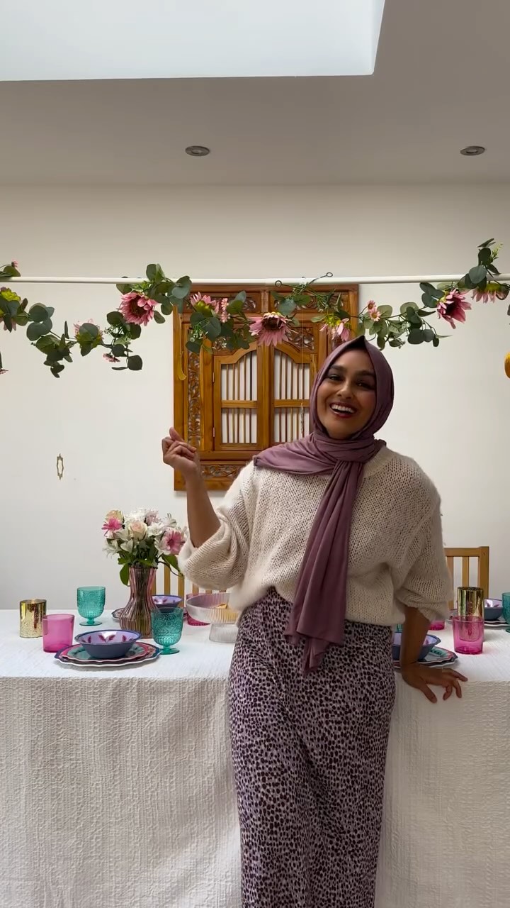 Instagram post by @thelittlepomegranate for Dunelm. Caption reads: Ad | Bringing colour to my Eid table this year....