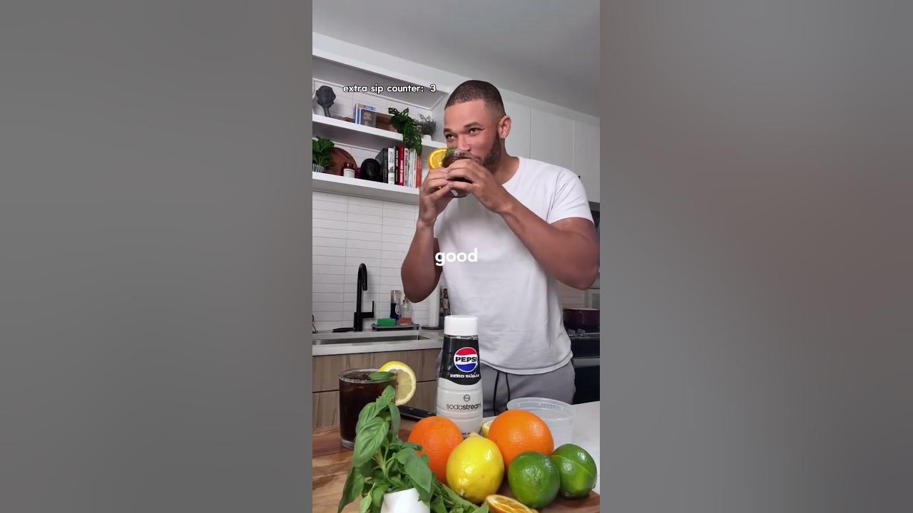 YouTube post by @HungryMockingbird for SodaStream. Caption reads: [...] is an ice cold crispy soda made with....