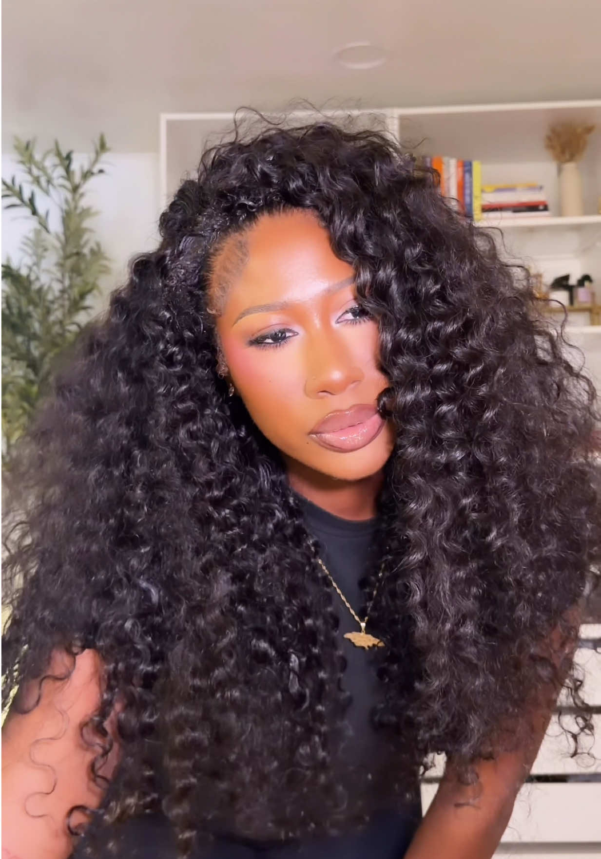 TikTok post by @arriisbad for Wigfever. Caption reads: Wig from @WigFever Hair The Indian Curly Half Wig....