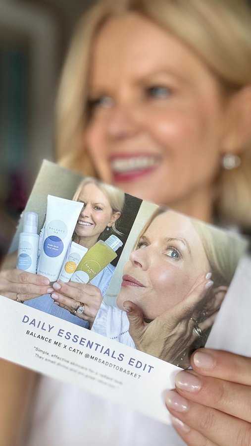 Instagram post by @mrsaddtobasket for Balance Me Natural Skincare. Caption reads: Daily Essentials Edit | Ad …a real pinch me....